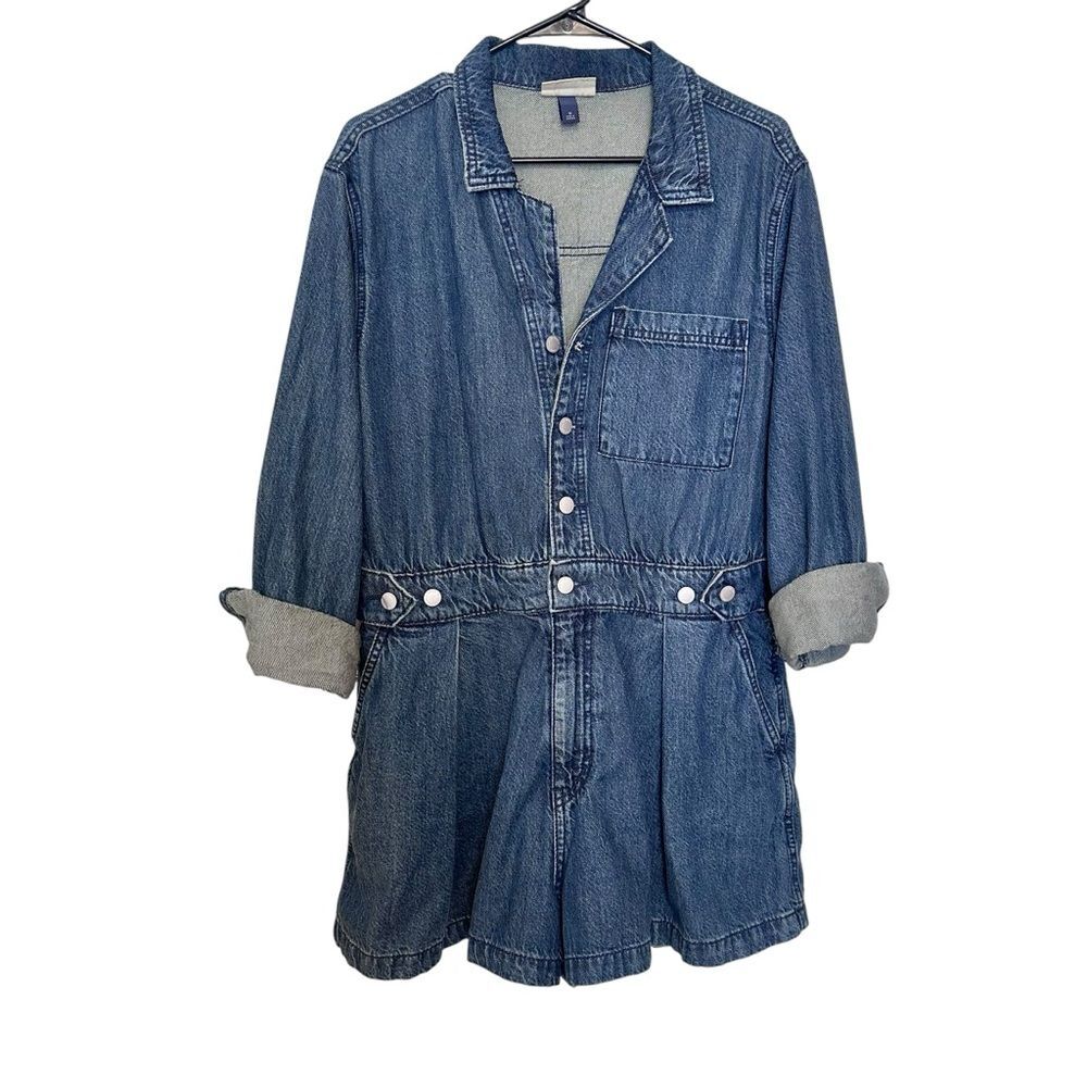 Universal Thread Long Sleeve Denim Romper Dark Wash Size 14